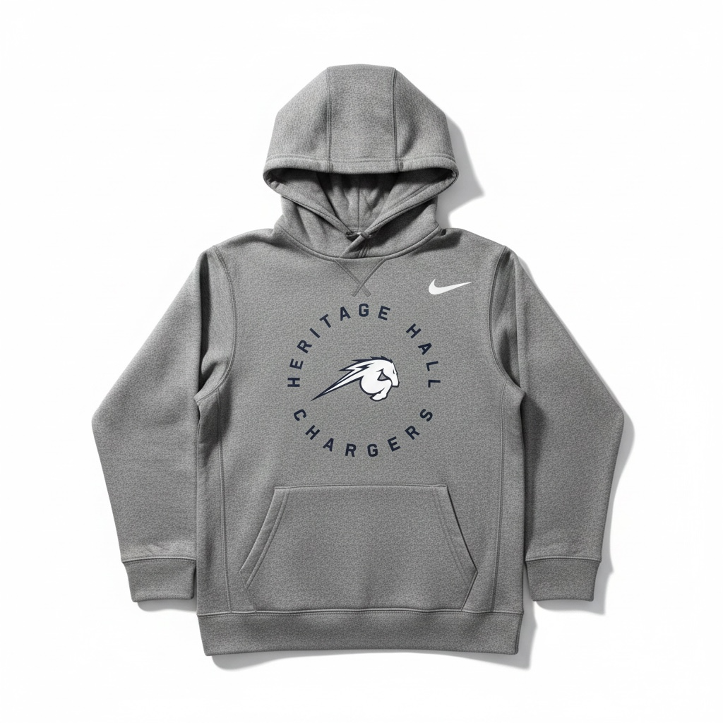Youth Therma Hoodie, grey, circle Heritage Hall Chargers
