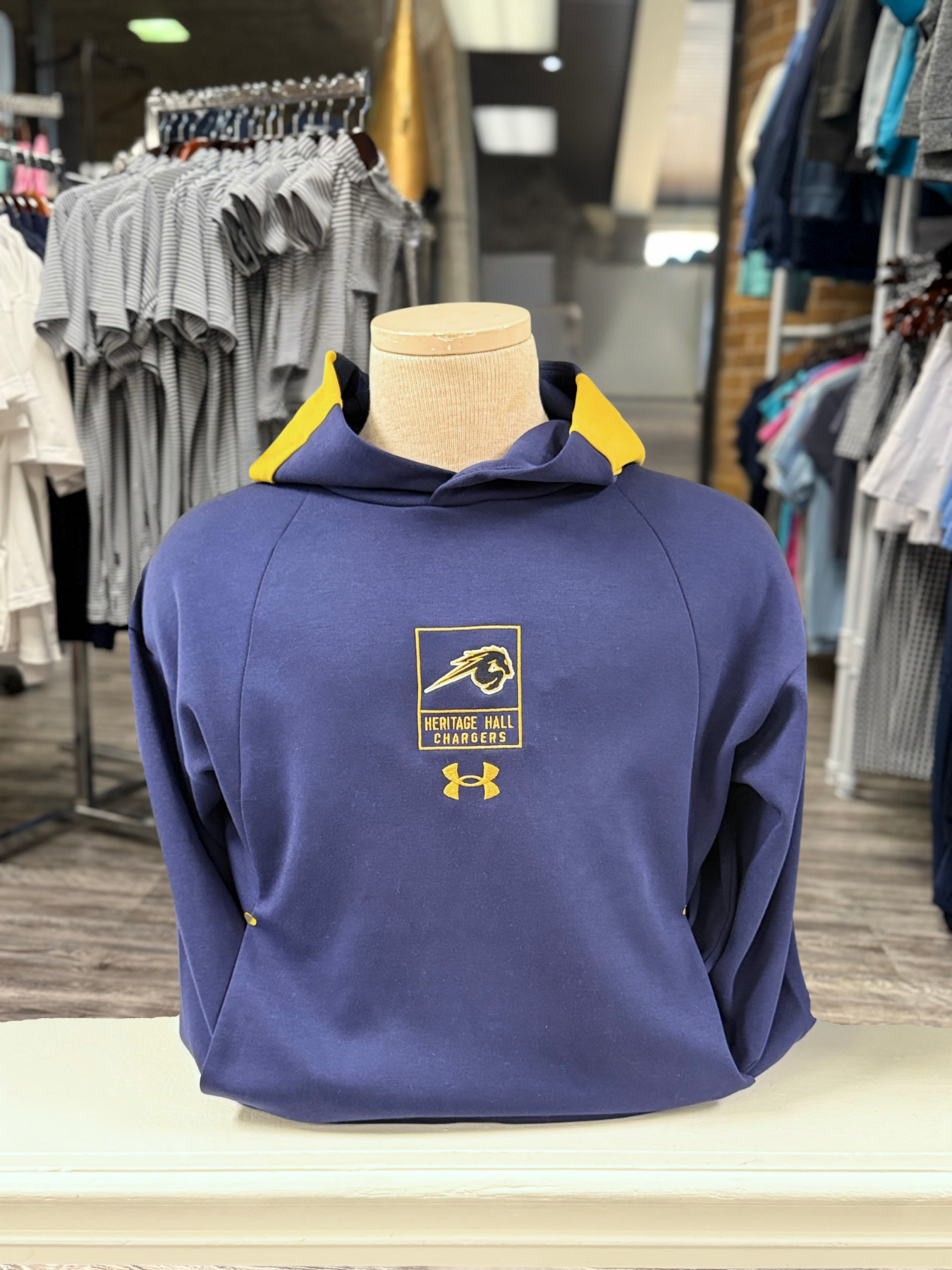 Adult UA Gameday Hoodie, navy and yellow
