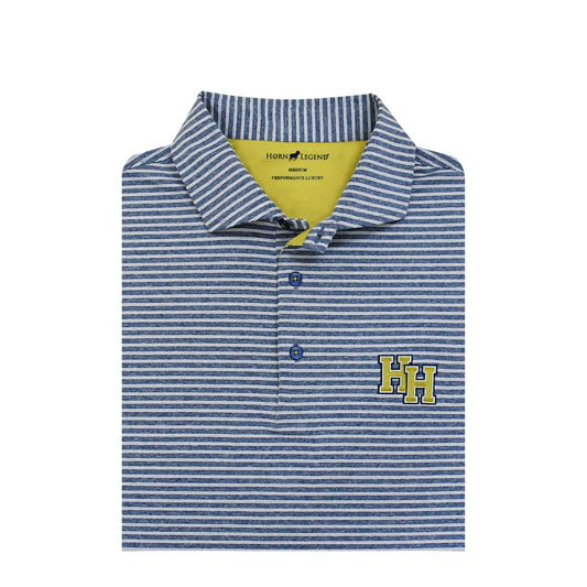 Horn Legend Polo, heather navy stripe, stacked Hs embroidered