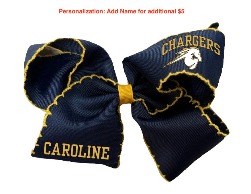 Two Tone Medium Moonstitch Bow, Chargers Horse