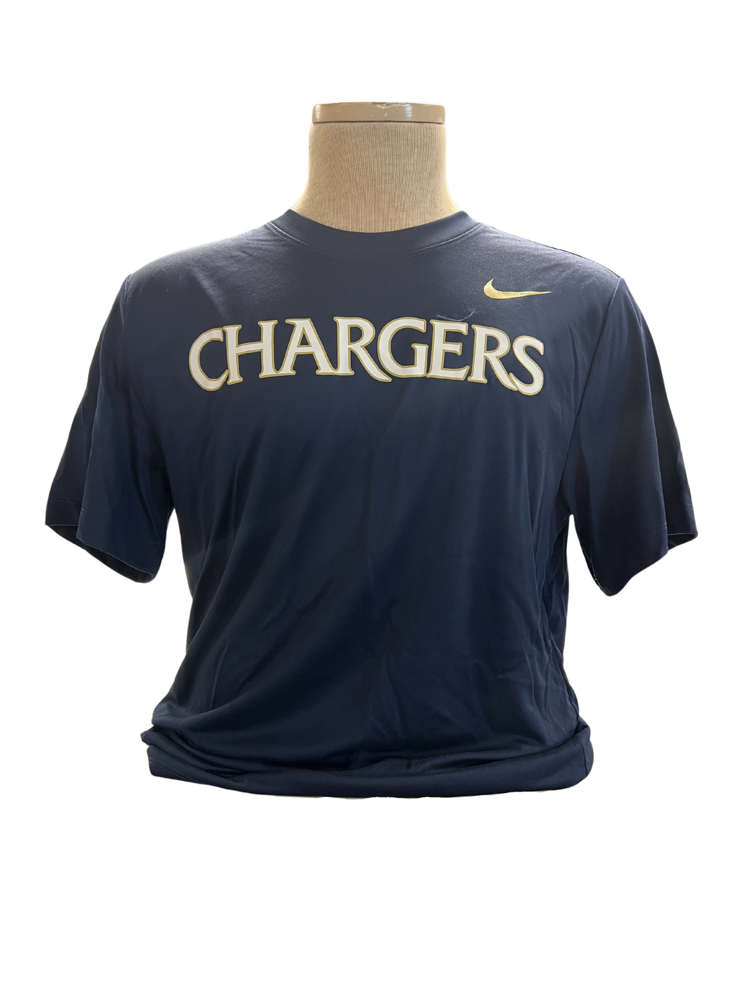 *Men's Dri-fit t-shirt, white CHARGERS, small swoosh