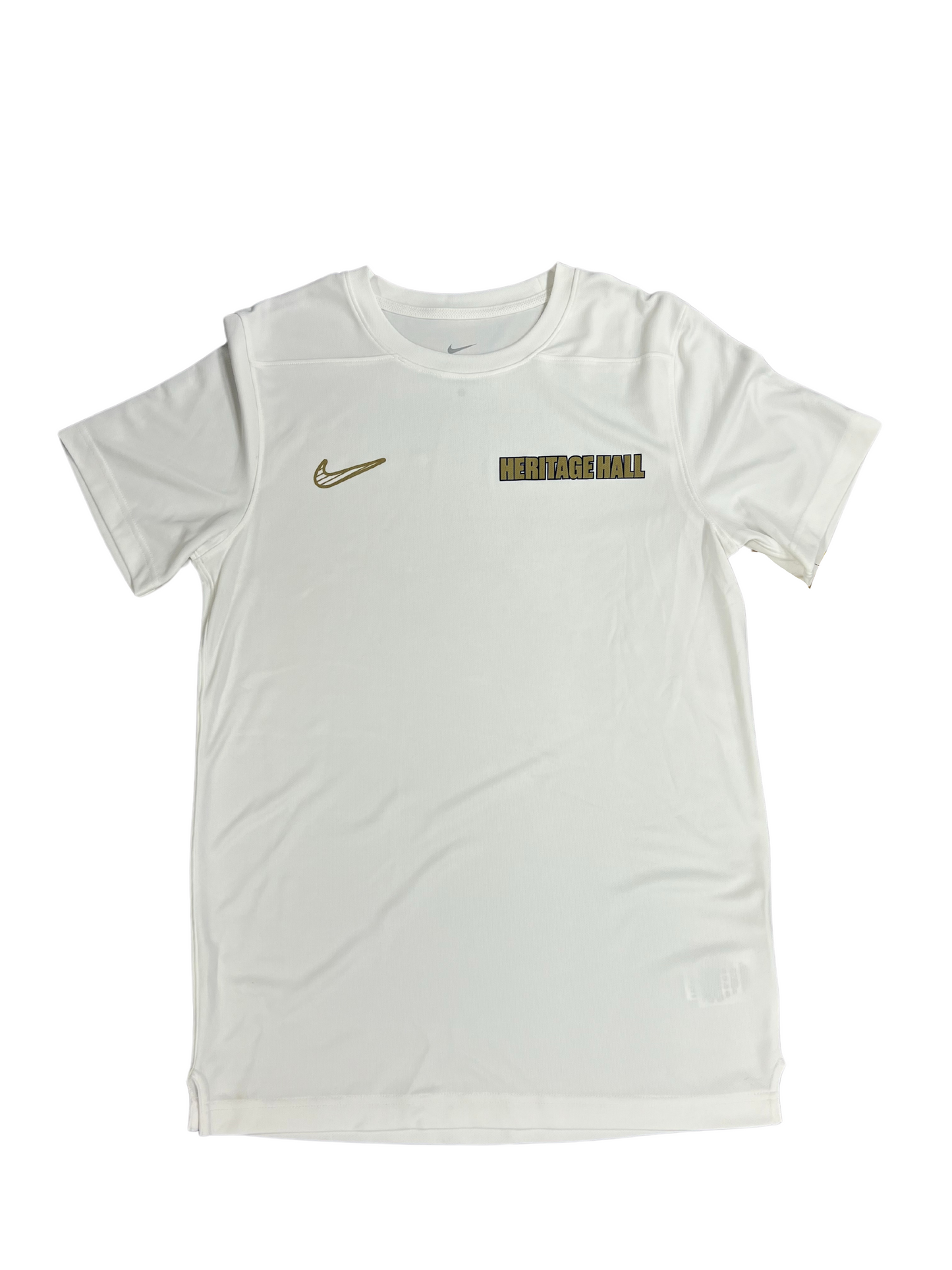 Men's Nike Dri-Fit Shirt, gold swoosh and Her Hall