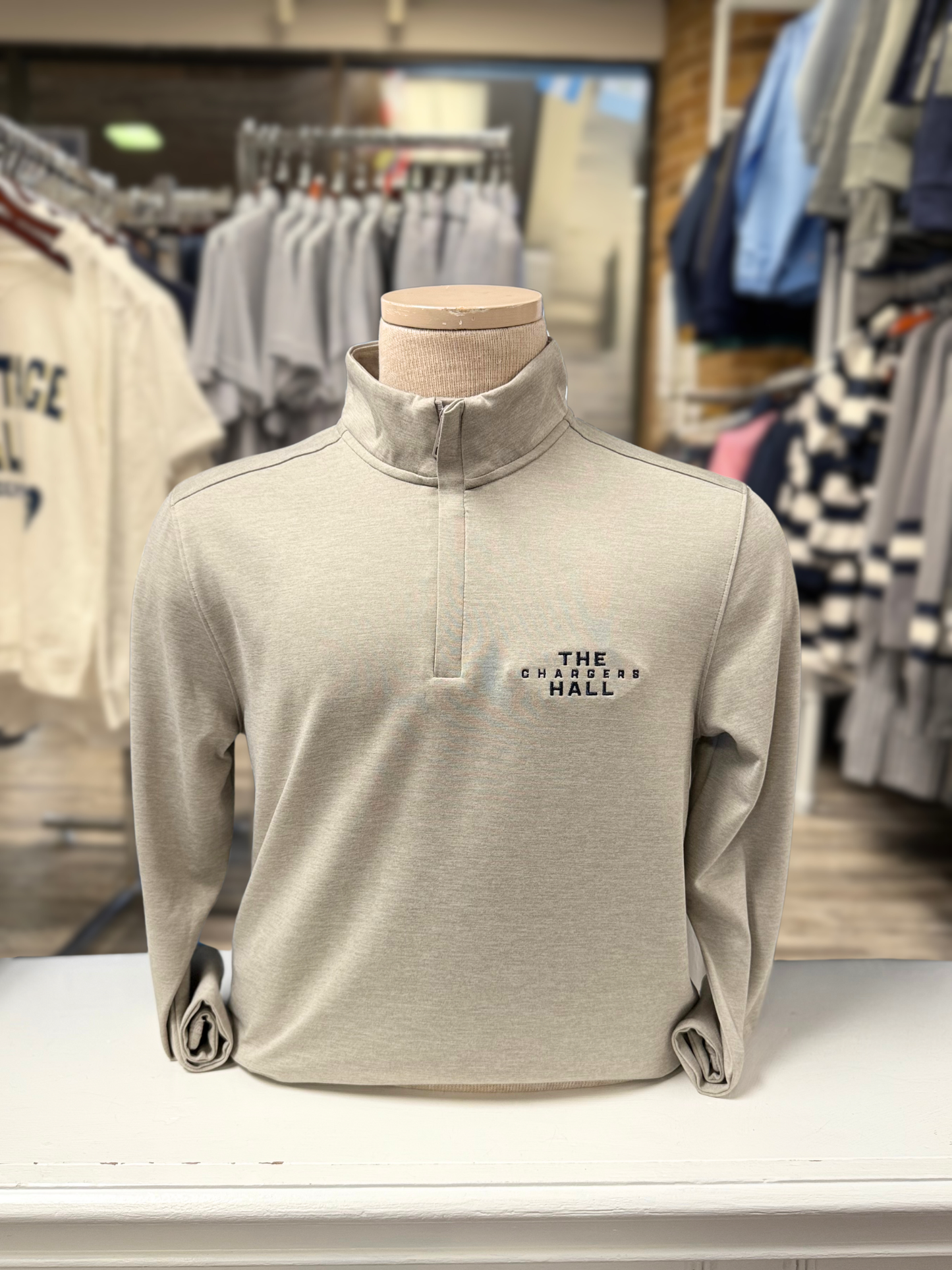 Men's UA 1/4 Zip, Taupe, The Hall Chargers