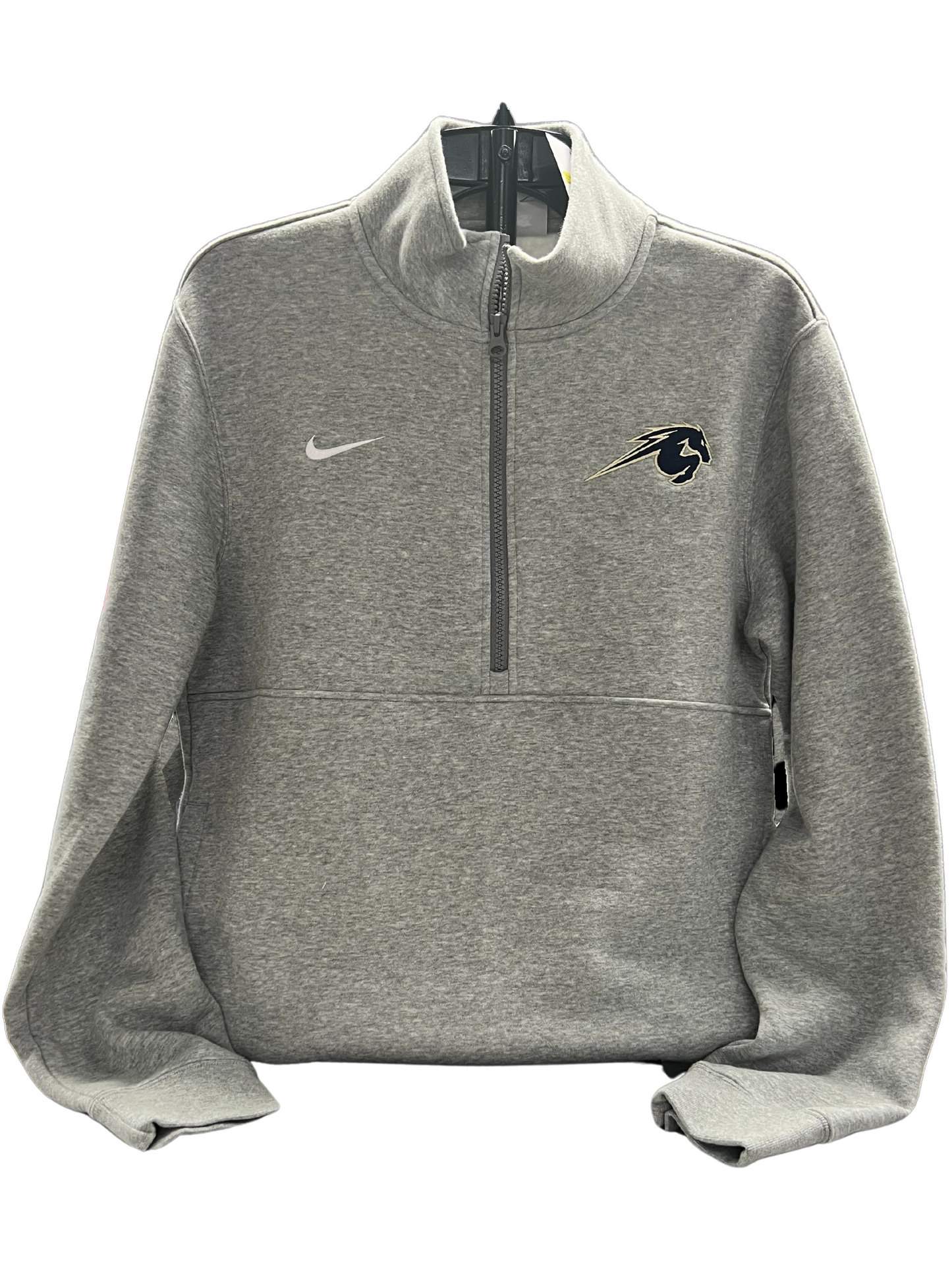 *Men's sweatshirt, 1/4 zip, grey with horse