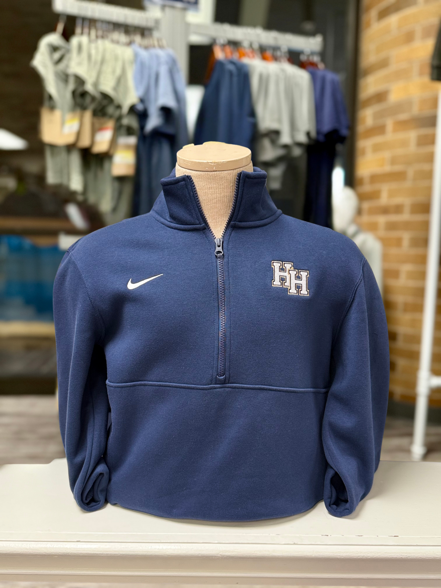 Nike Club Fleece 1/2 zip Sweatshirt, navy, stacked Hs
