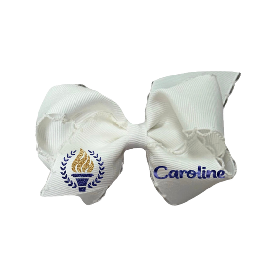 Small Moonstitch Bow, white, torch logo