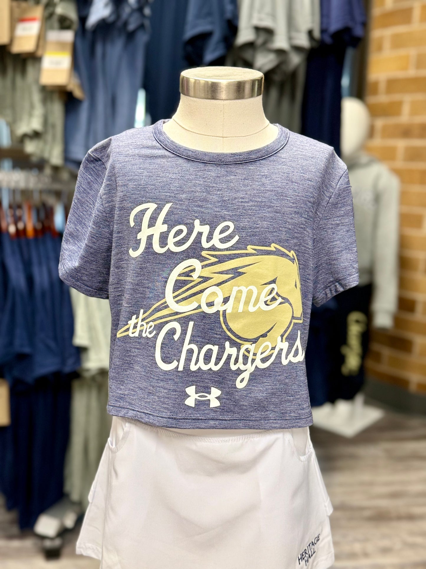 Under Armour Youth T-Shirt, Navy, Here Come the Chargers