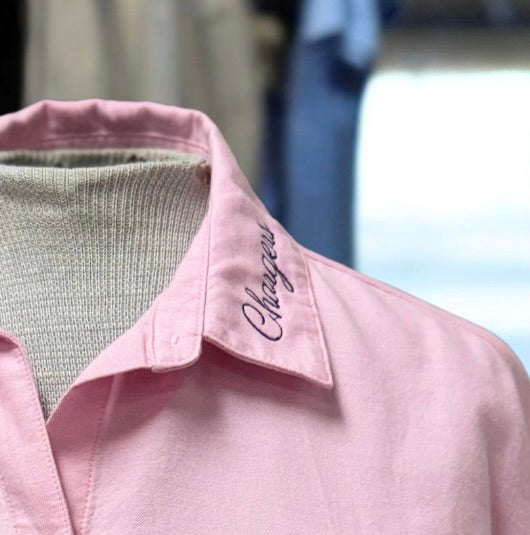 Women's Button Down Shirt, pink, Chargers