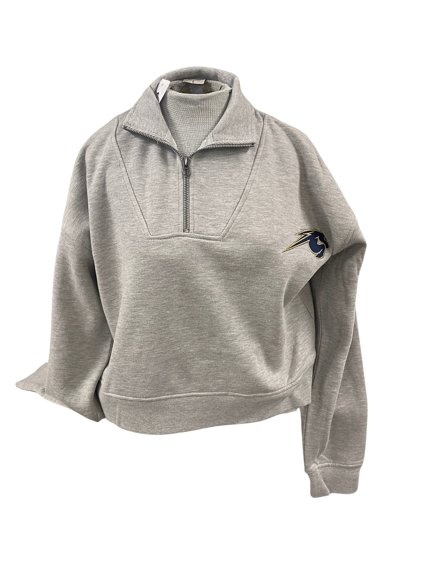 *Women's Chicka-D Sweatshirt, cropped 1/4 zip, grey, horse