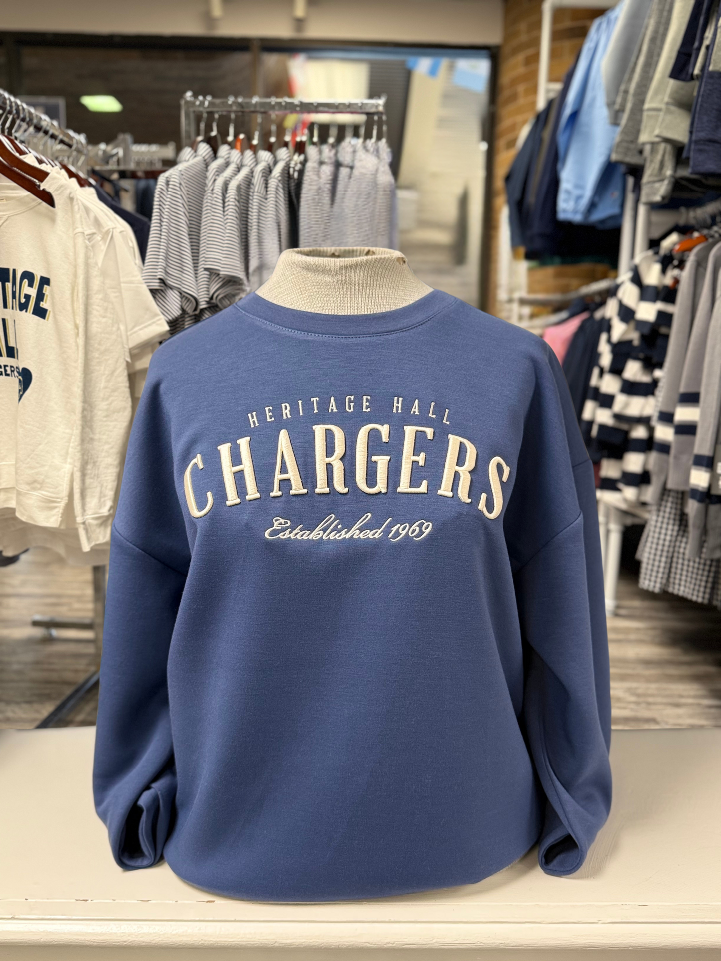 Women's Crew Sweatshirt, Denim, Chargers