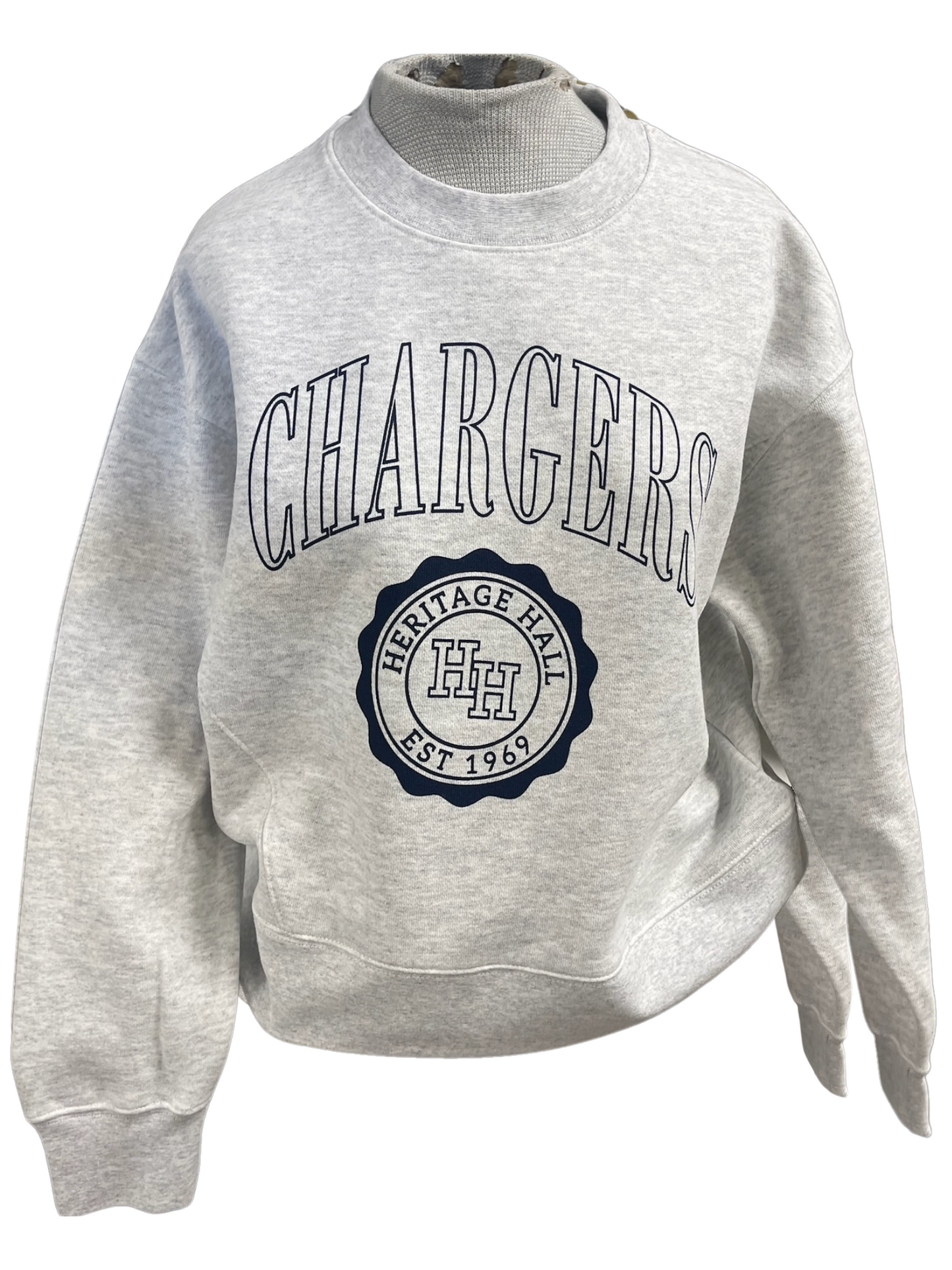 *Women's grey sweatshirt, Chargers, wavy ring
