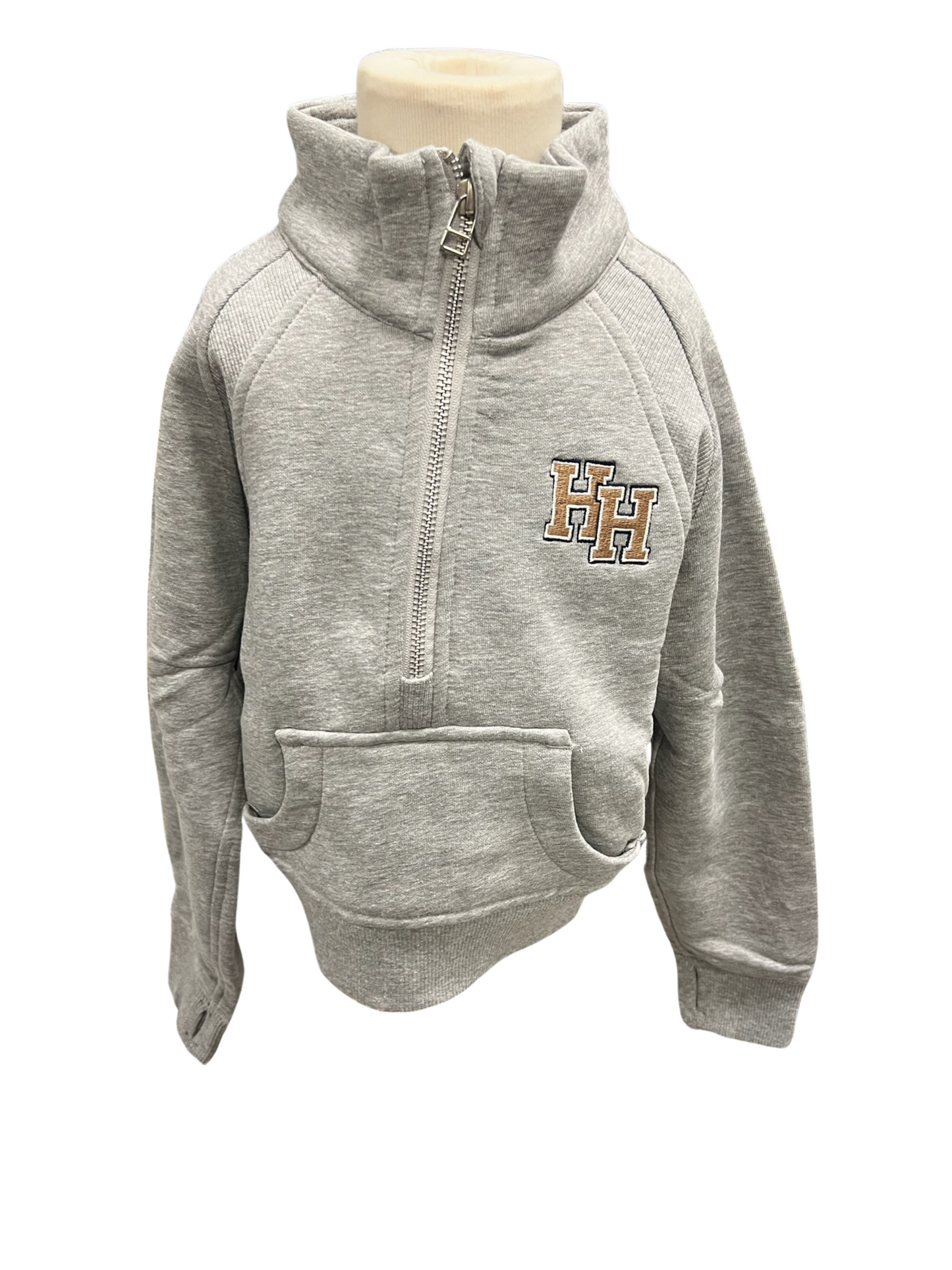 *Toddler and Youth 1/4 zip pullover, grey, gold stacked Hs