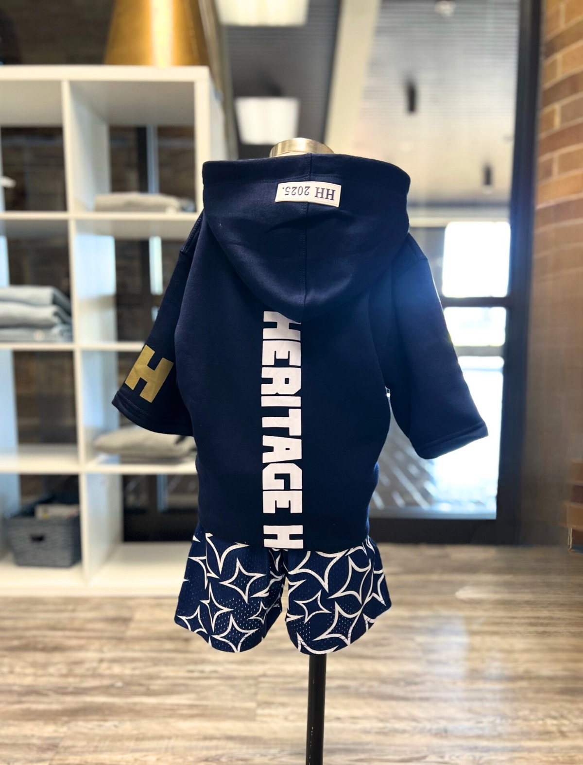 Youth Short Sleeve hoodie, navy, Heritage Hall