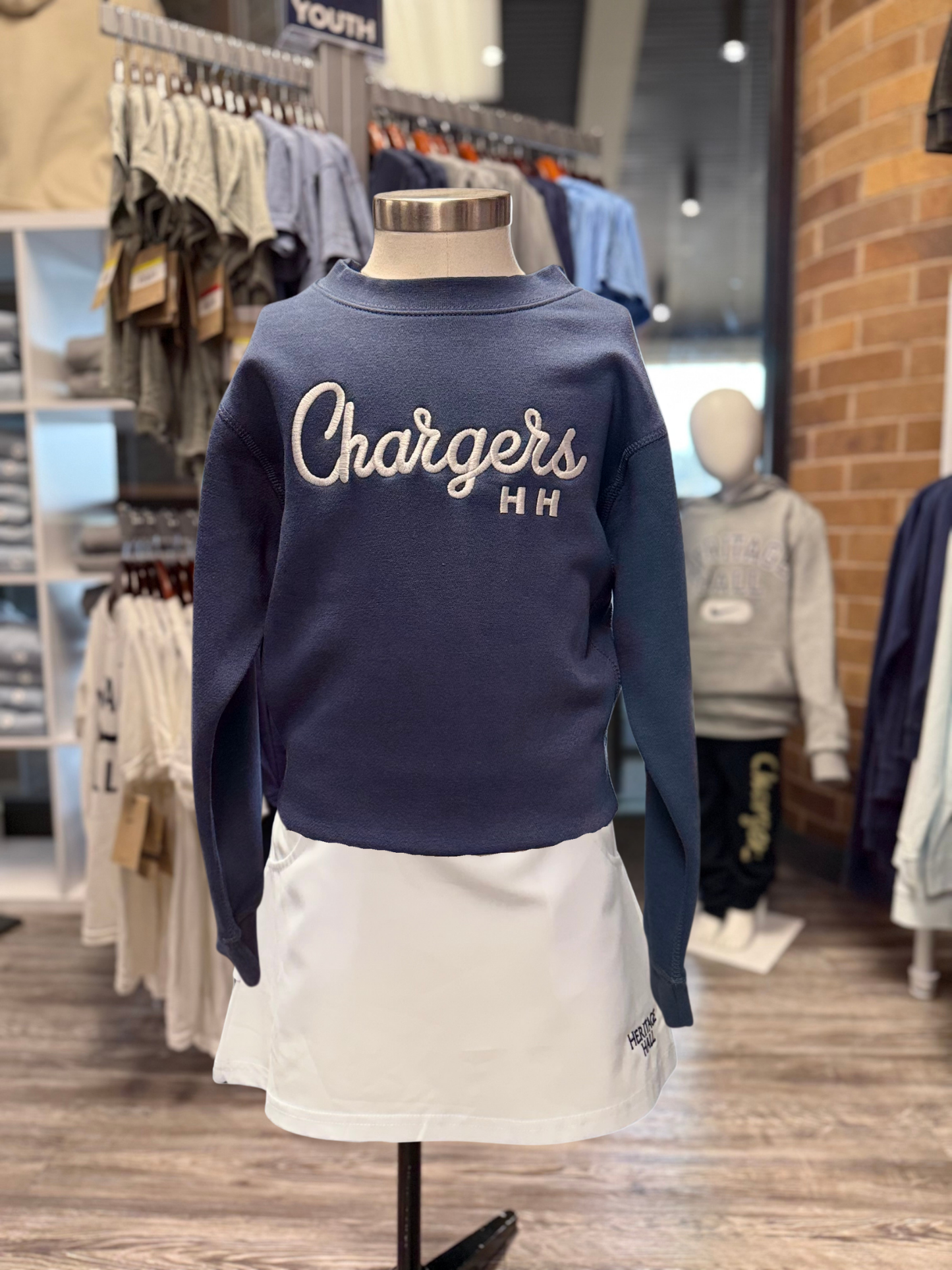 Youth Sweatshirt, Indigo Blue, script Chargers