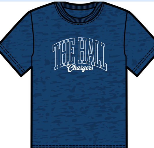 Women's T-Shirt, chicka-d, navy, The Hall over Chargers script