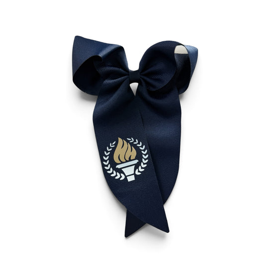 King Whimsy Tails Bow, navy, torch logo