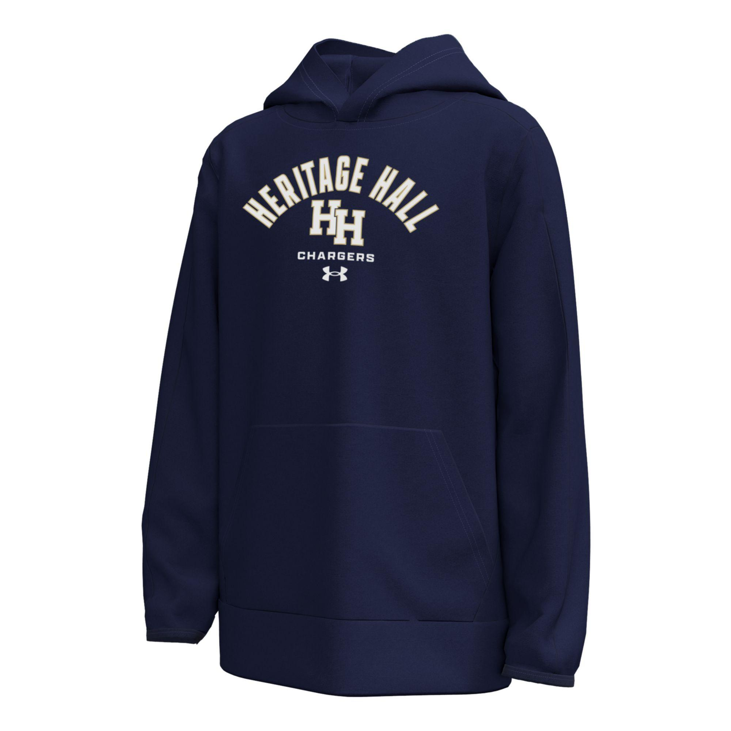 Youth UA Hoodie, marine navy, arch HHall stacked HH