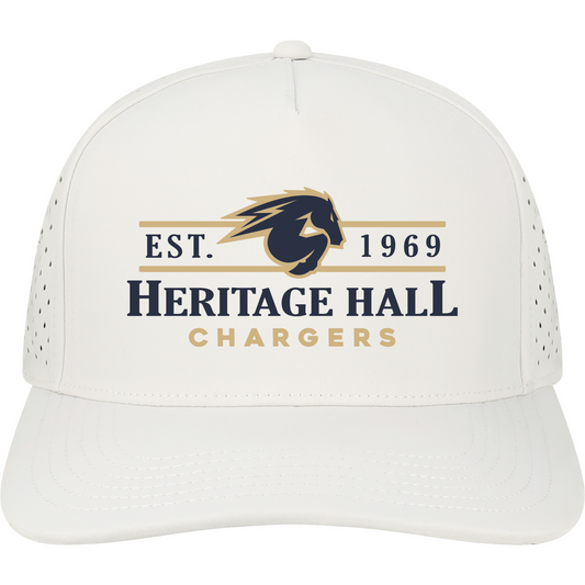 Adult hat, Legacy, white, Est 1969 with horse logo HHall Chargers