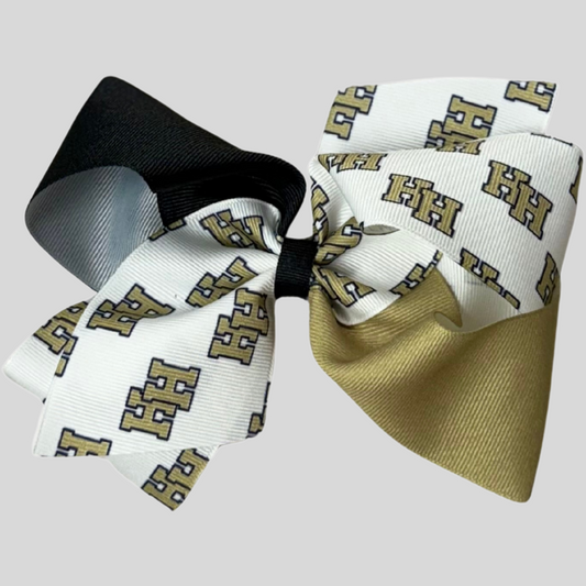 3 Tone King Bow, Charger Horse, gold, navy