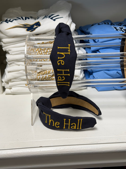Headband, navy embroidered