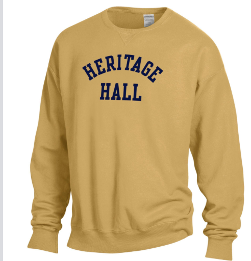 Adult LS shirt, Gear, gold comfort crew, Heritage Hall
