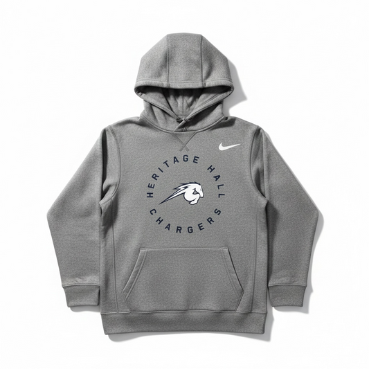 Youth Therma Hoodie, grey, circle Heritage Hall Chargers