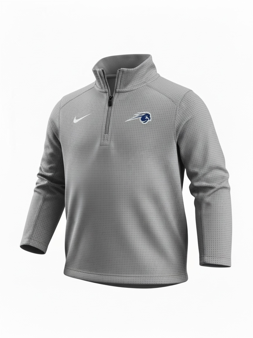 Youth Dri-FIT 1/4 Zip, grey, Charger horse logo