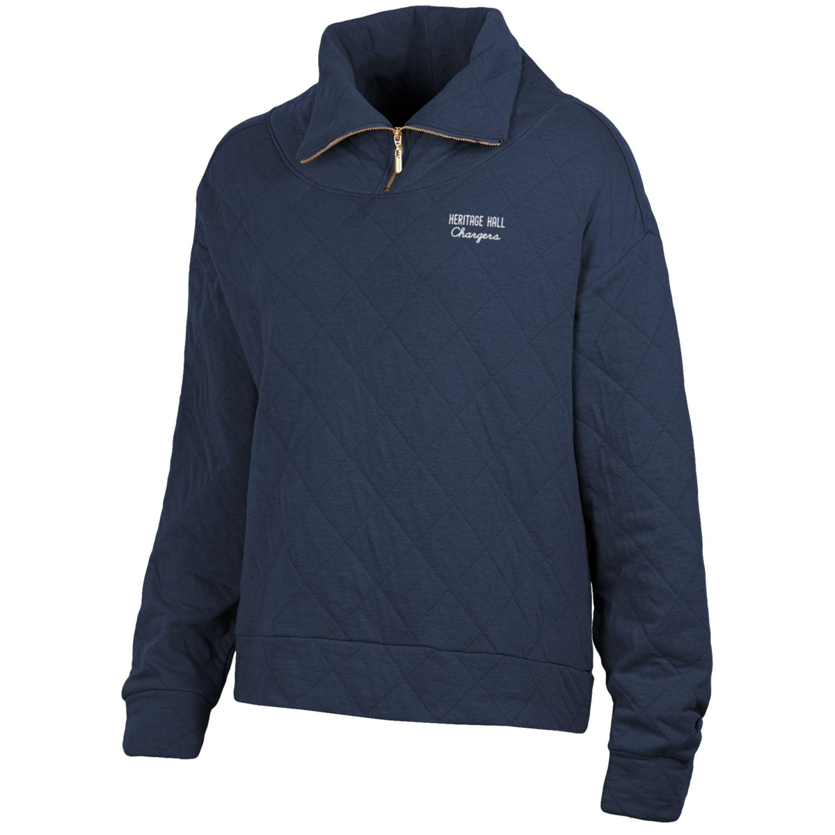 Women’s Quilted 1/4 Zip, Gear, navy, HHall script Chargers