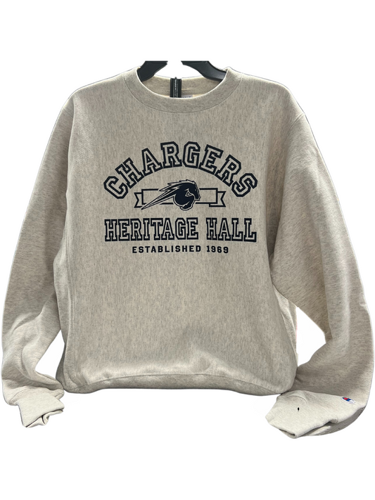 Adult Champion Sweatshirt, heather grey, horse banner