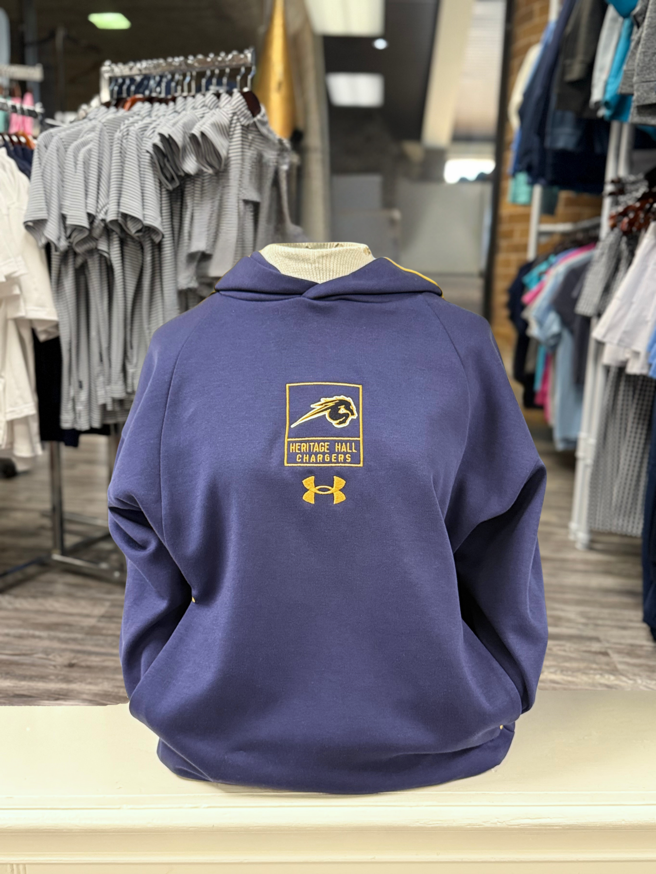 Adult UA Gameday Hoodie, navy and yellow
