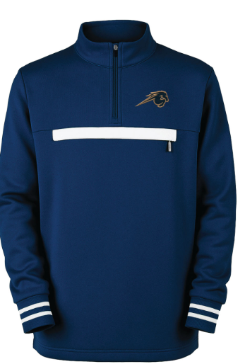 Boys Atlas 1/4 Zip, Garb, navy, chest stripe with horse logo