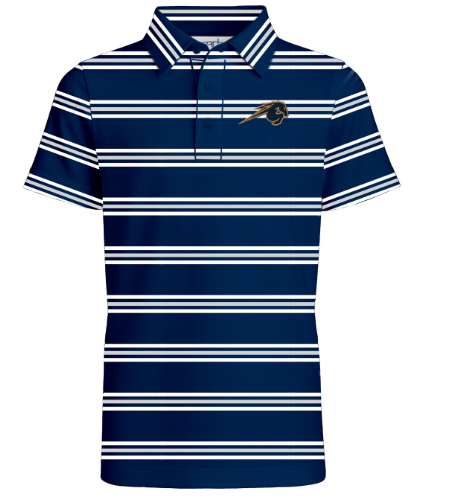 Toddler Polo, Garb, navy white stripe, horse