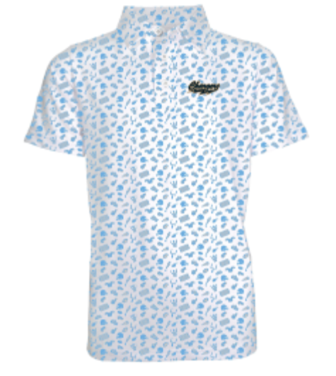 Youth Polo, Garb, light blue fb print, Chargers