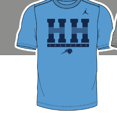Youth Dri-FIT, valor blue, HH plaid over Chargers horse