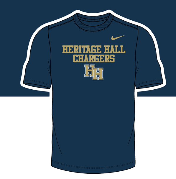 Youth Dri-FIT, navy, HHall Chargers stacked Hs
