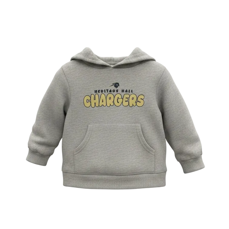 Toddler Hoodie, grey, Hhall Chargers with horse logo