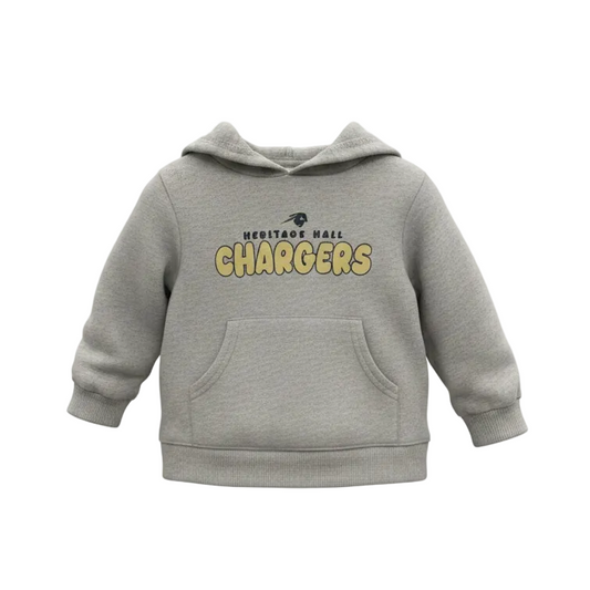 Toddler Hoodie, grey, Hhall Chargers with horse logo
