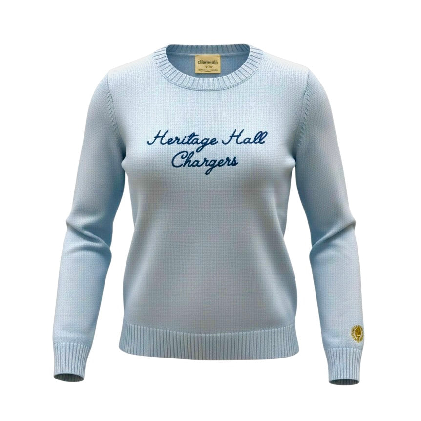 Women's ellsworth+ivey sweater, lt blue, HHall Chargers script