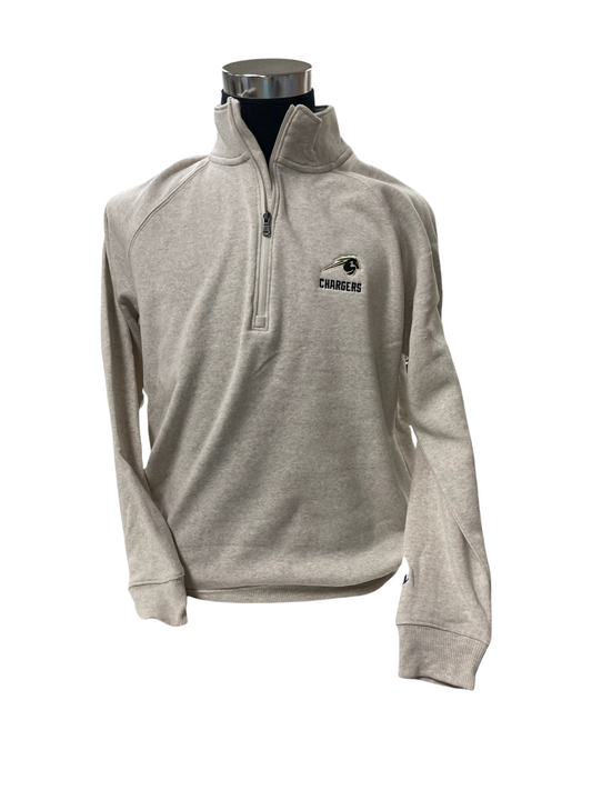 Men's 1/4 zip fleece, Champion, oatmeal, horse with Chargers