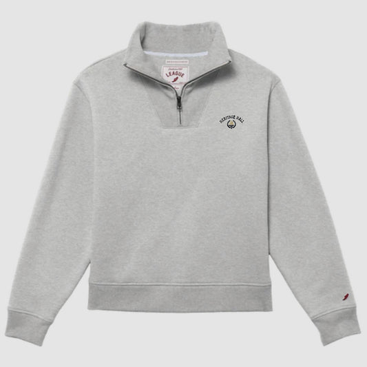 Women's 1/4 Zip sueded fleece, vintage grey, HHall torch left chest detail