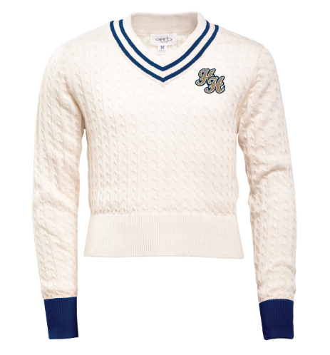 Girls Birdie Pullover, Garb, cream and navy, stacked Hs