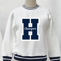 Youth Sweatshirt, Spirit Society, white and navy, H Chargers