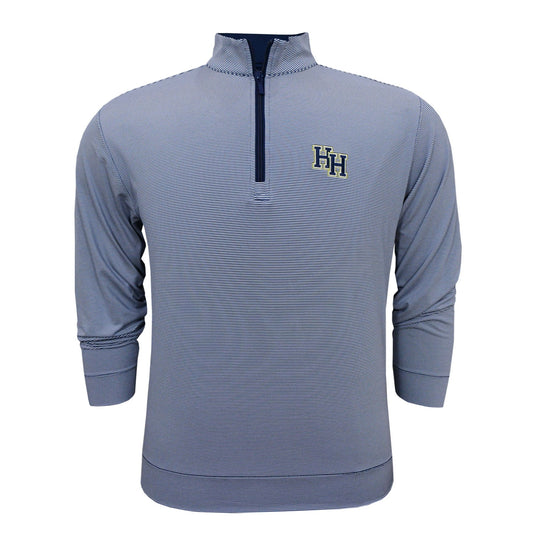 Horn Legend 1/4 Zip, navy white microstripe, stacked Hs embroidered