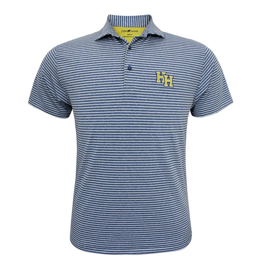 Horn Legend Polo, heather navy stripe, stacked Hs embroidered
