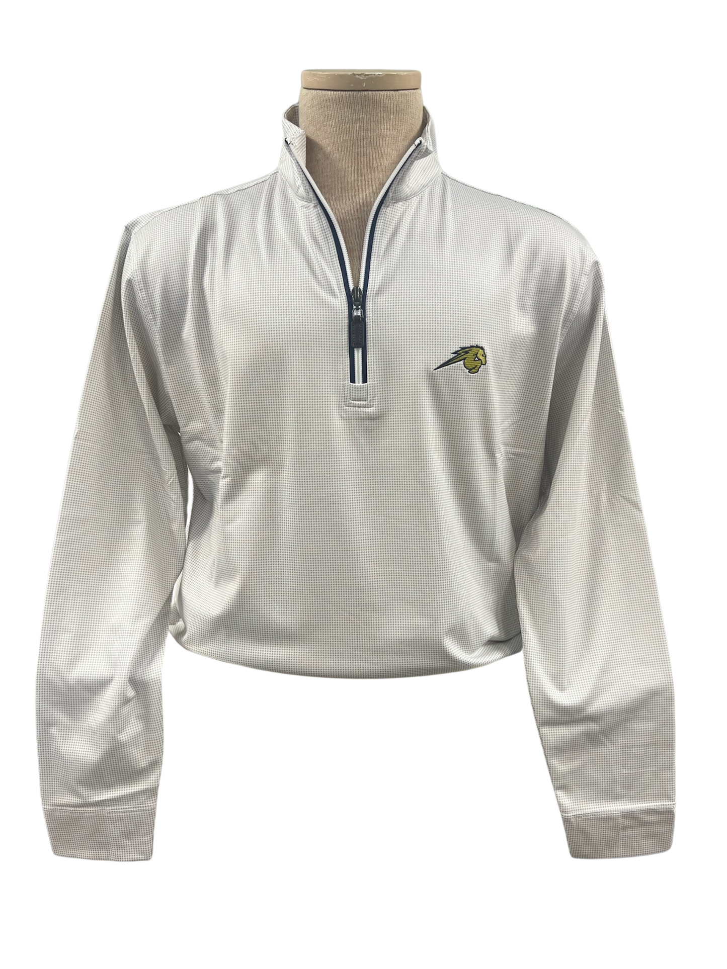 Men's Horn Legend 1/4 zip pullover, white with grey check