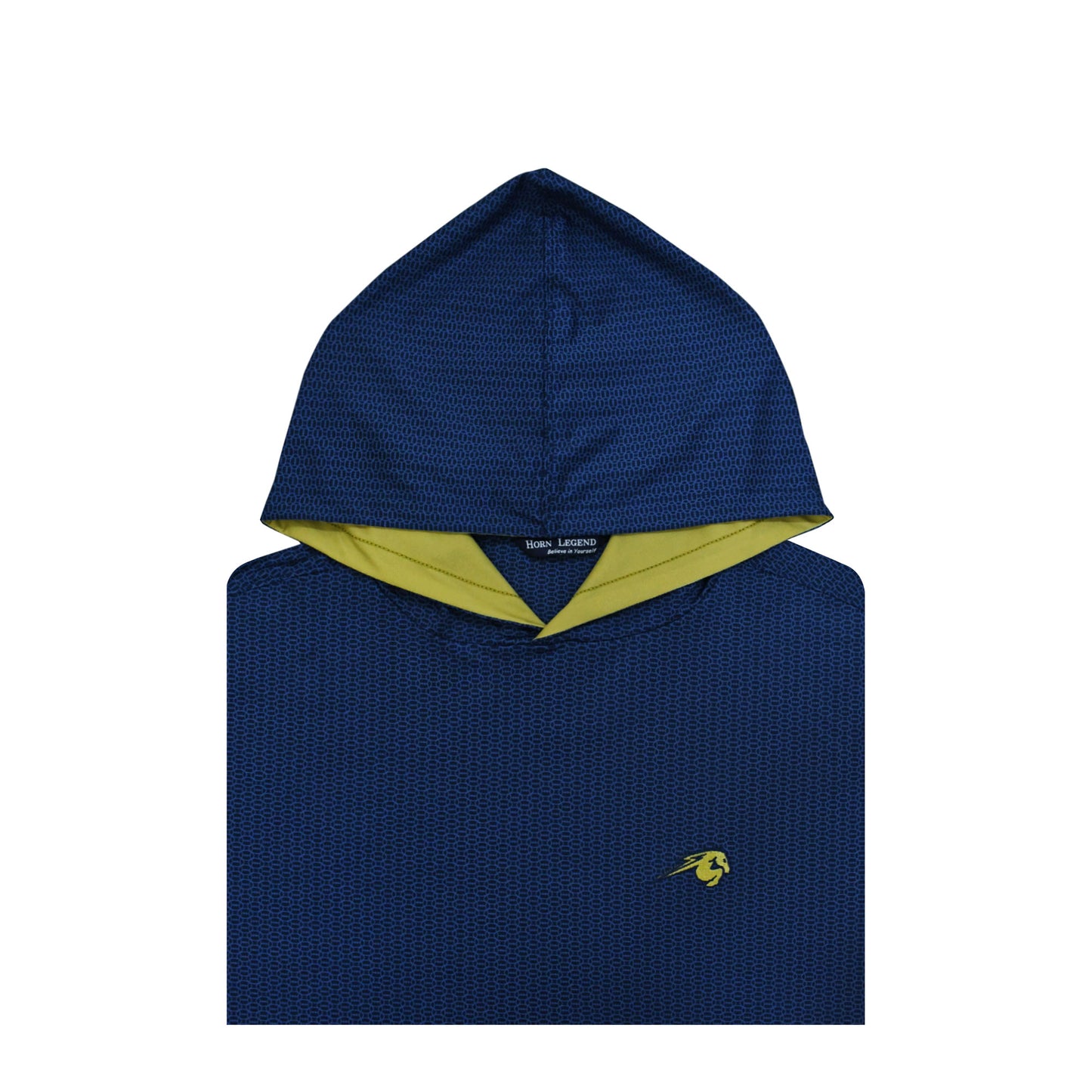 Horn Legend Hooded, mini football print navy, charger horse embroidered