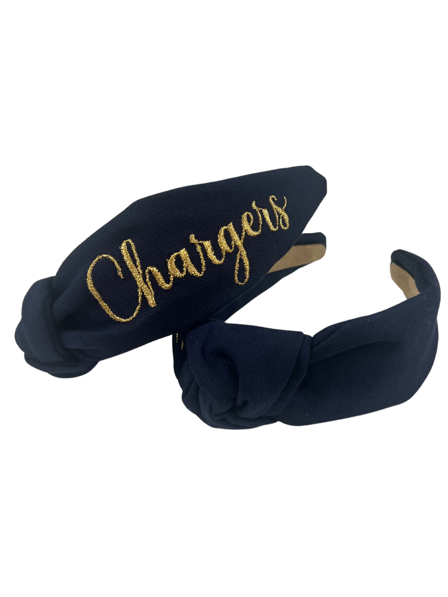 Headband, Navy, Gold Script