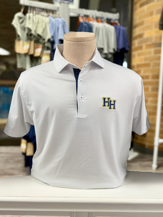 Horn Legend Polo, gold/navy checkers, stacked Hs