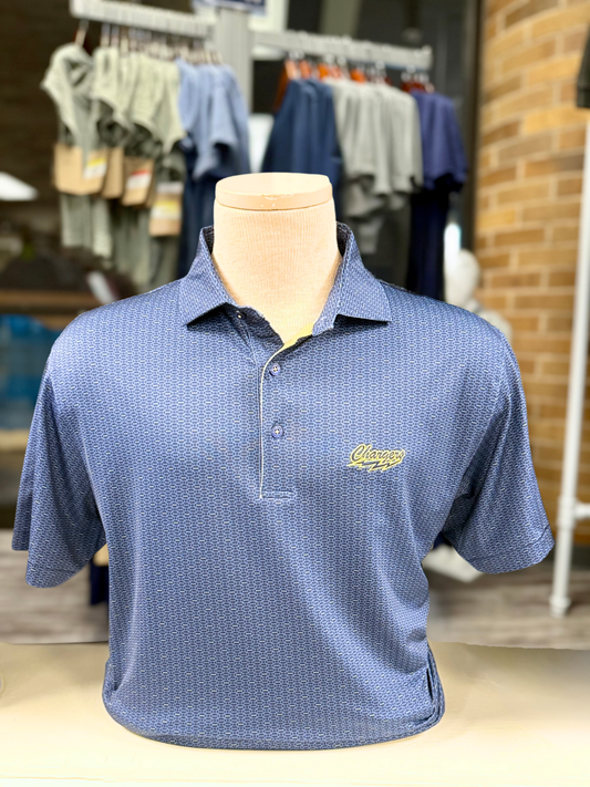 Horn Legend Polo, navy with football print, Chargers lightening bolt