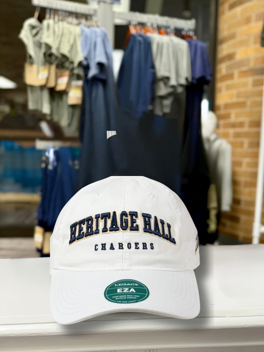 Legacy Hat, White, Heritage Hall Front, Charger side